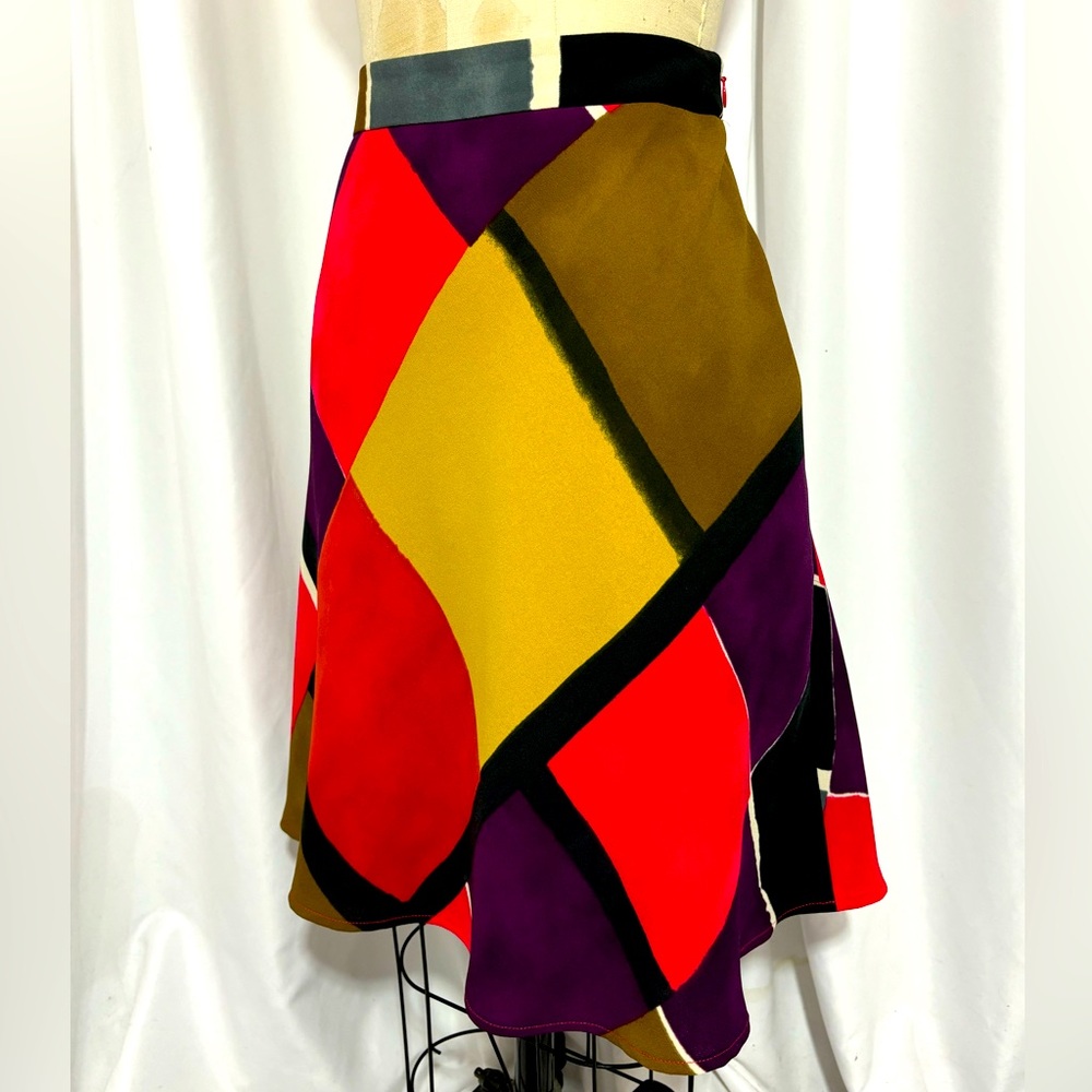 LOFT Bright Mod Argyle Geometric A-line Skirt Small 0